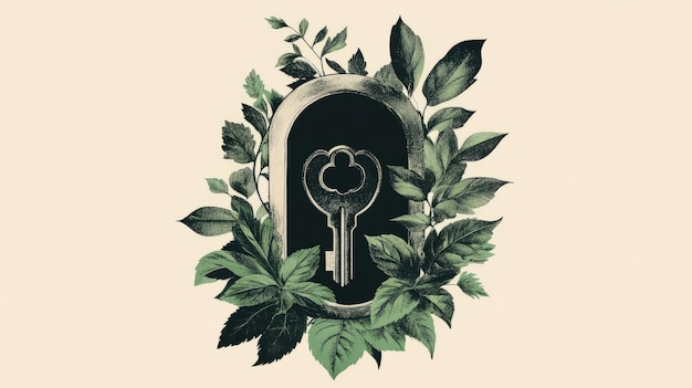 Vintage Keyhole Illustration with Minimalist Design Vector Graphic