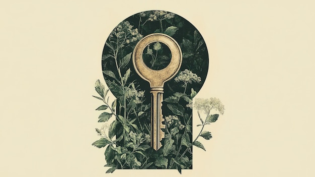 Vintage Keyhole Illustration with Minimalist Design Vector Graphic