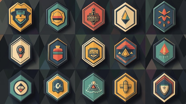 Vintage Label Retro Badge Flat Icons Downloadable Set