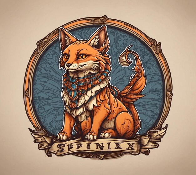 Vintage label with fox Vector illustration for tshirt