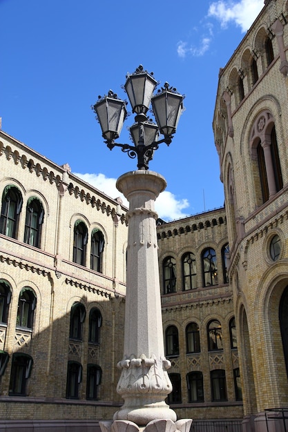 The vintage lamp on Karl Johans Street Oslo Norway