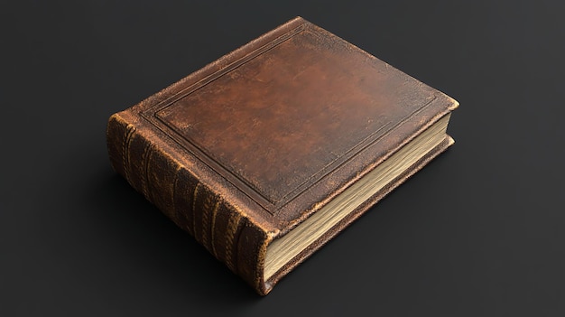 Photo vintage leatherbound book isolated on black background