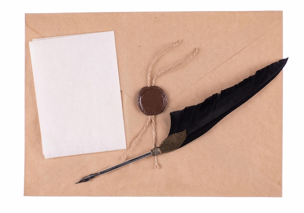 vintage letter envelope with wax seal