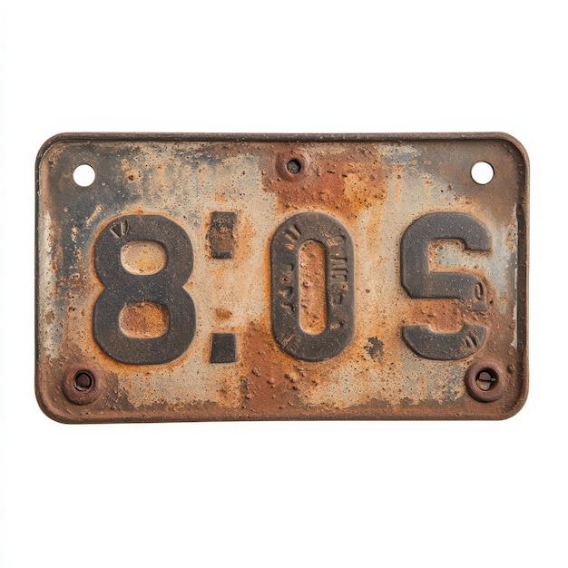 Photo vintage license plate isolated on a solid white background