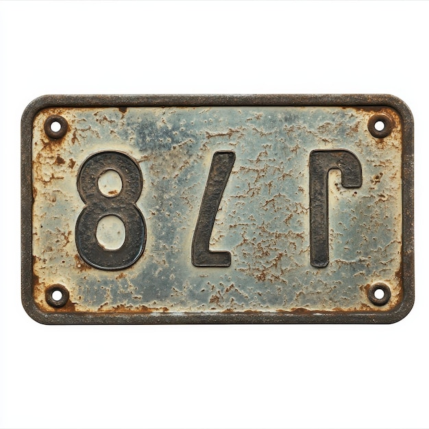 Photo vintage license plate isolated on a solid white background