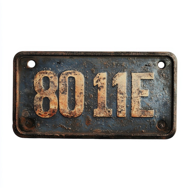 Photo vintage license plate isolated on a solid white background