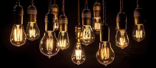 Vintage Light Bulbs in Dark Ambiance