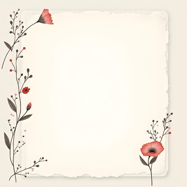 Photo vintage linen paper with watercolor feathering and pressed flowers aesthetic