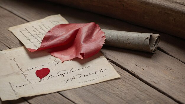 Photo vintage love letter on wooden background