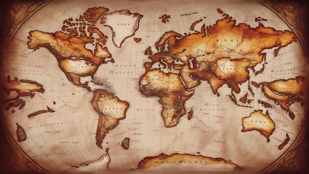 Vintage medieval map of the world 1626