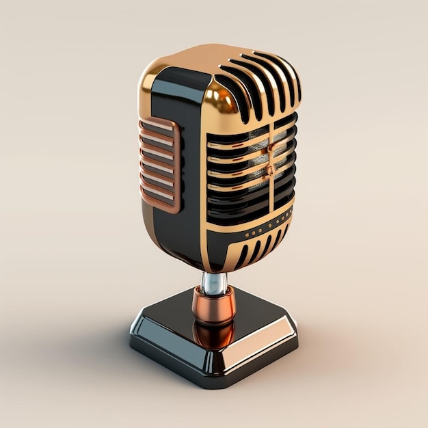 Vintage Microphone Closeup Illustration Generated with AI