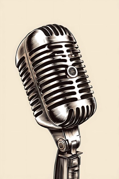 Photo vintage microphone closeup illustration isolated on solid background