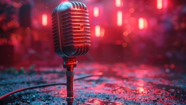 Vintage Microphone in a RedLit Room