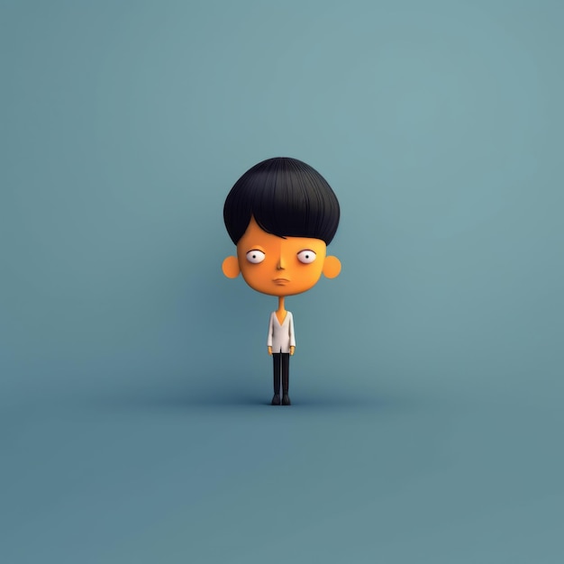 Vintage Minimalism 3d Art Of Slender Cartoon Character