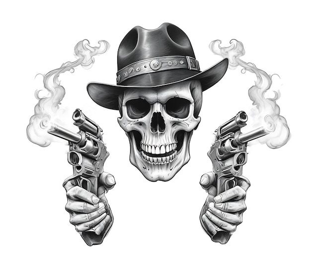 Photo vintage monochrome gangster skull smoking cigar 1