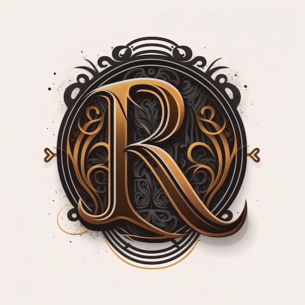 Vintage monogram design element Elegant letter R