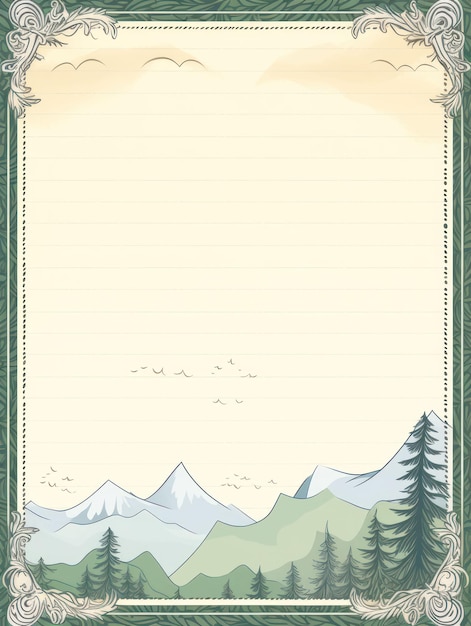 Vintage Mountain Landscape Illustration