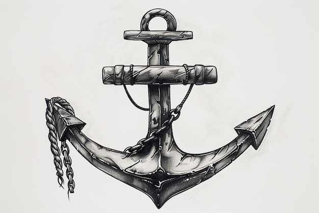 Vintage nautical anchor tattoo with detailed traditional design