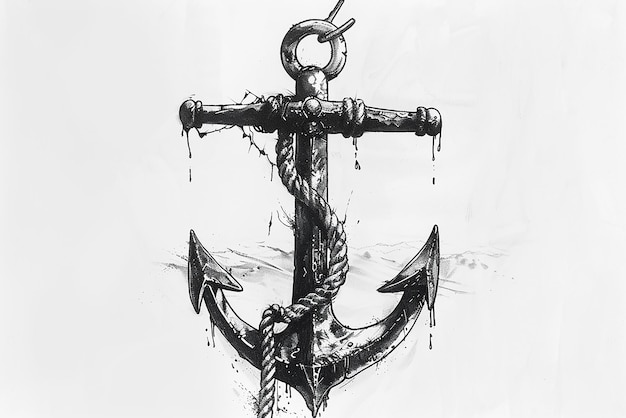 Photo vintage nautical anchor tattoo with traditional details