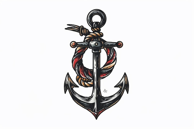 Vintage nautical anchor tattoo with traditional details