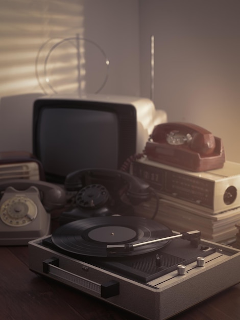 Vintage objects collection next to a window