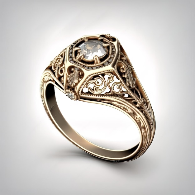 Vintage old ring from precious metal and gold