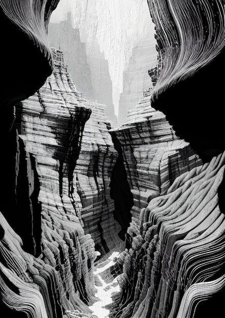 Vintage Painting of Abstract Canyon