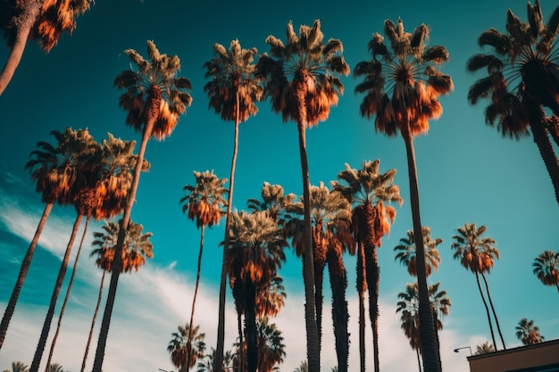 Vintage Palms against the blue sky Illustrator AI Generative