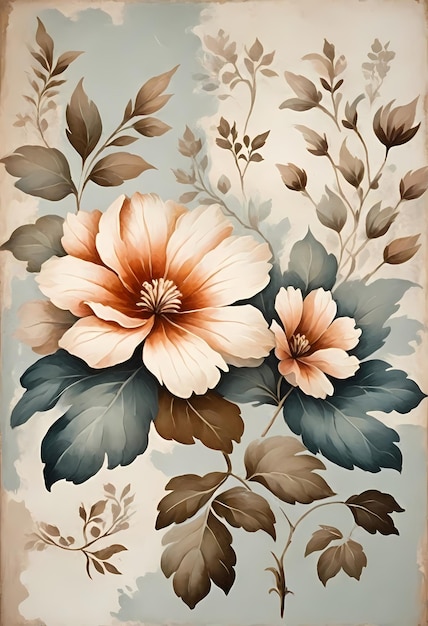 vintage Paper Floral Painting