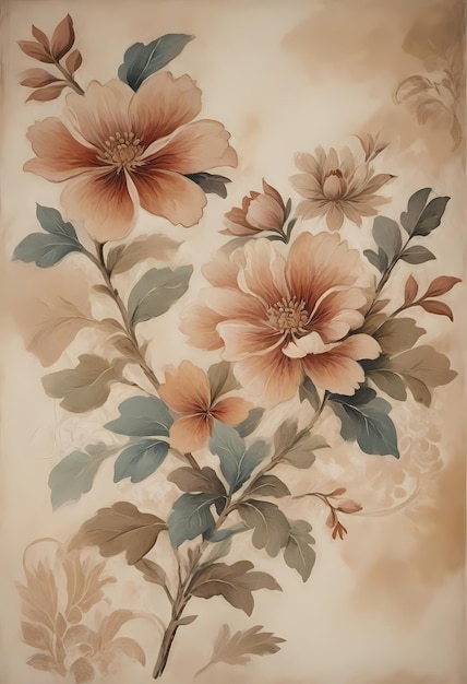 vintage Paper Floral Painting