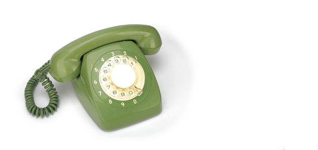 Vintage Phones Green retro telephone white background