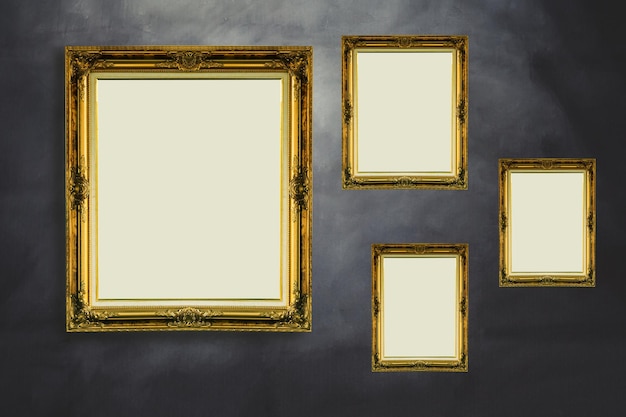 Vintage Picture frames on black soft light background