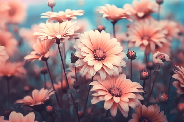 Vintage pink daisy pastel color Generative AI