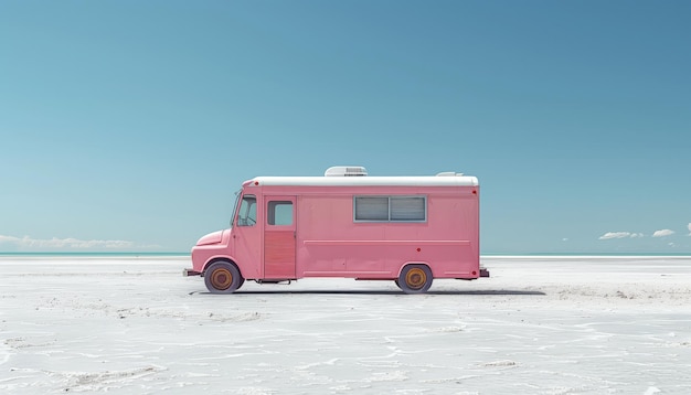 Vintage Pink RV on a Desert Road