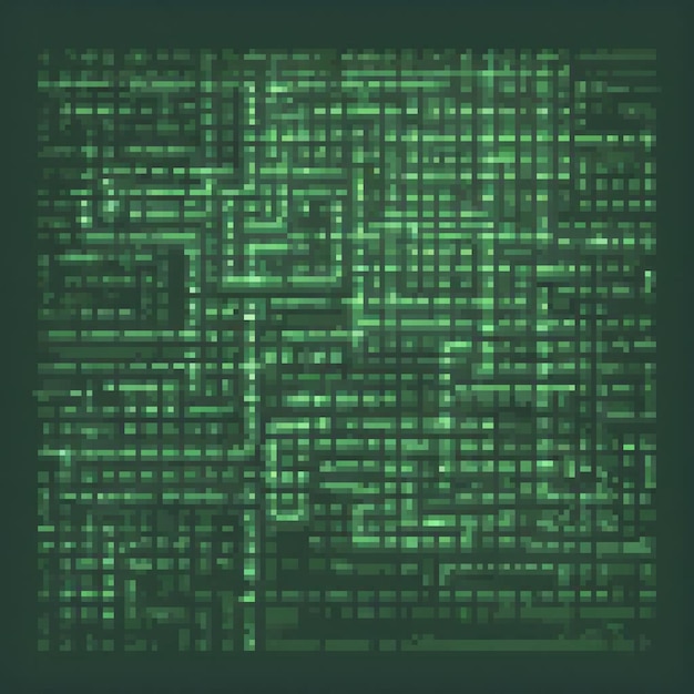 Vintage pixel art of a computer chip on a vibrant green backdrop