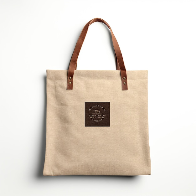 Vintage plain eco bag with brown