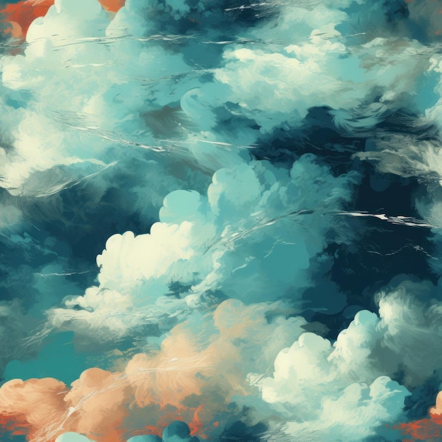 Vintage Plain Grunge Background of Whispy Clouds AI Generated