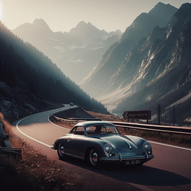 vintage Porsche 356 with classic silhouette