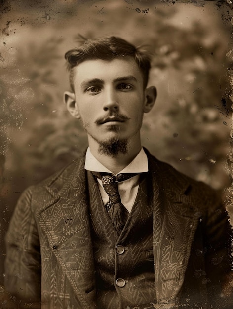 Photo vintage portrait of a young man in victorian era attire