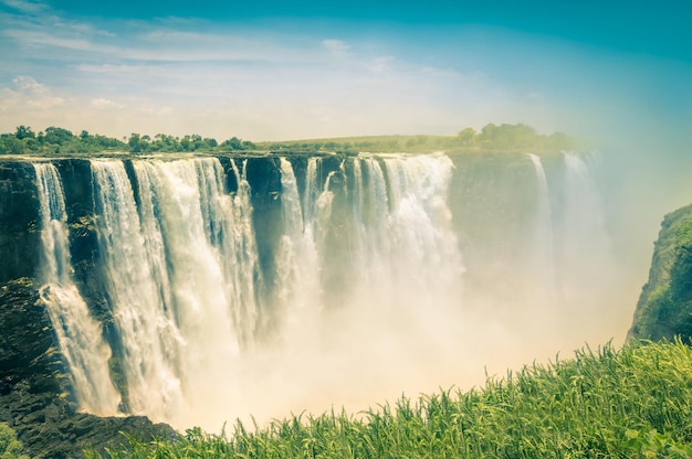 Vintage postcard of Victoria Waterfalls Natural wonder of Zimbabwe Continent of Africa