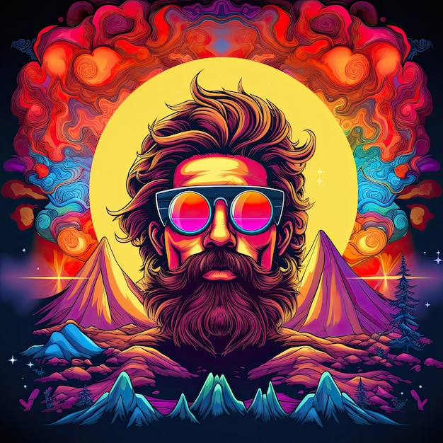 Vintage psychedelic art for T shirt prints