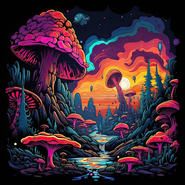 Vintage psychedelic art for T shirt prints