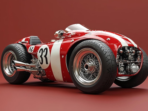 Vintage Race Car Red and White Formula 1 Paint