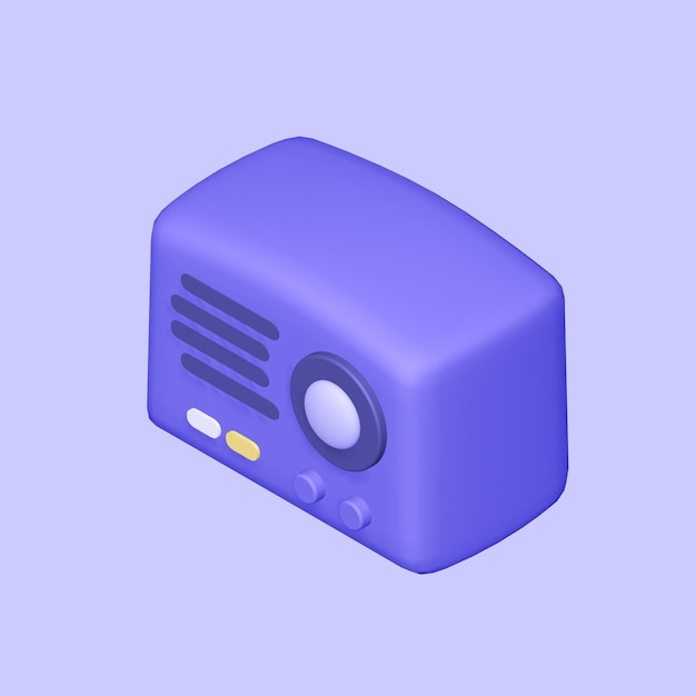 Vintage radio icon isolated 3d render illustration 3d render portable radio icon