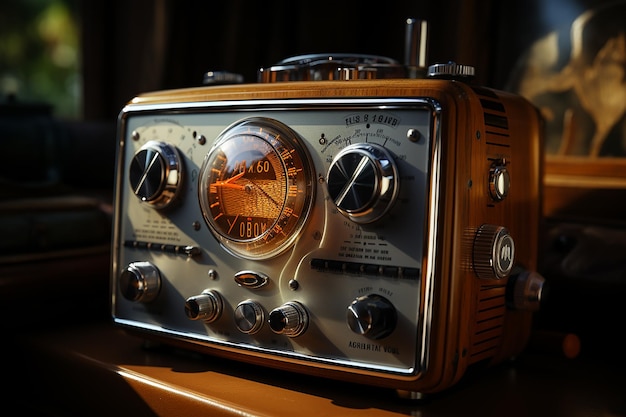 vintage radio with dials and large speaker AI generated