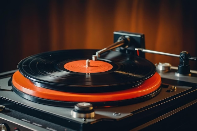 Vintage record player in moody setting