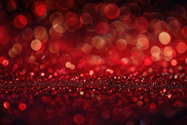 Vintage red glitter lights background with defocused effect