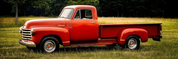 Vintage red pickup truck