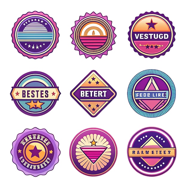 Photo vintage retro badges with old symbols logos and badges hipster