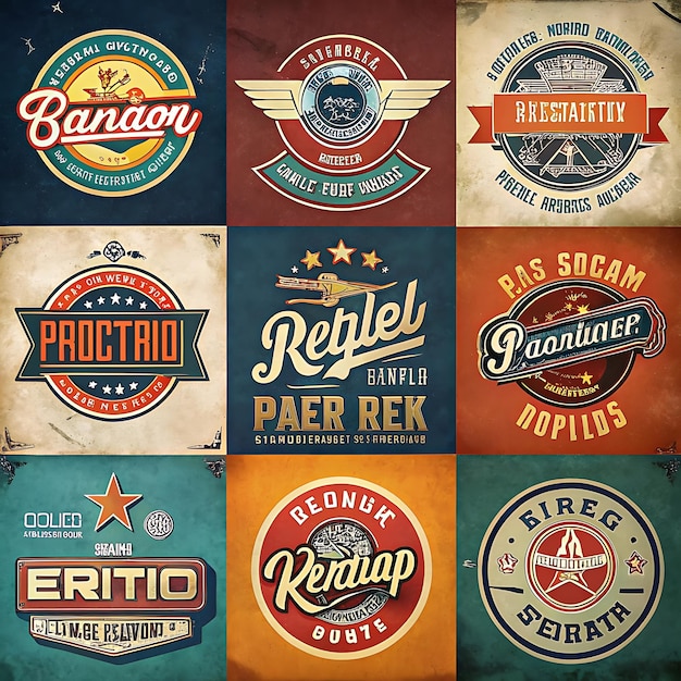 Photo vintage retro badges with old symbols logos and badges hipster